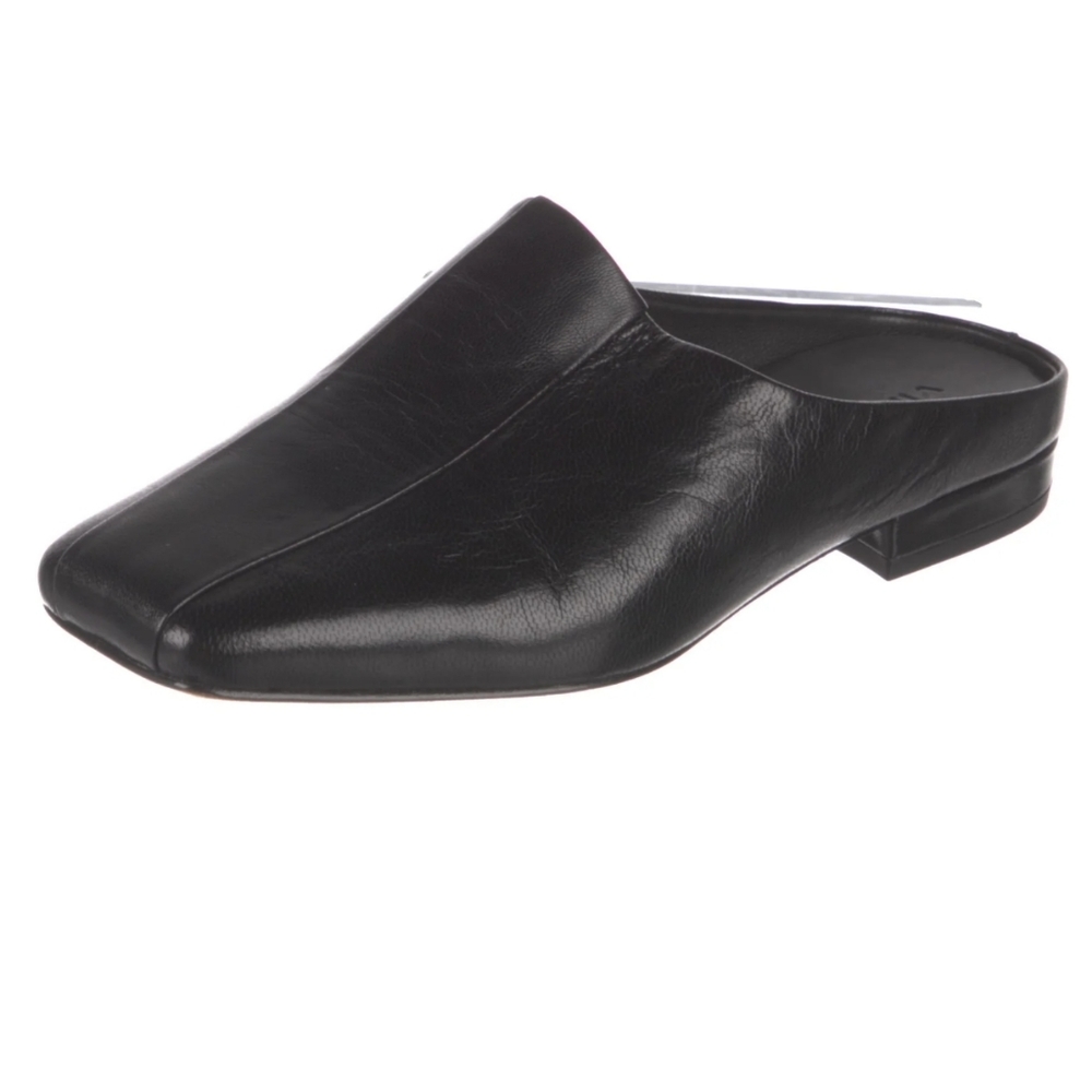 Vince womens black leather mules slip on